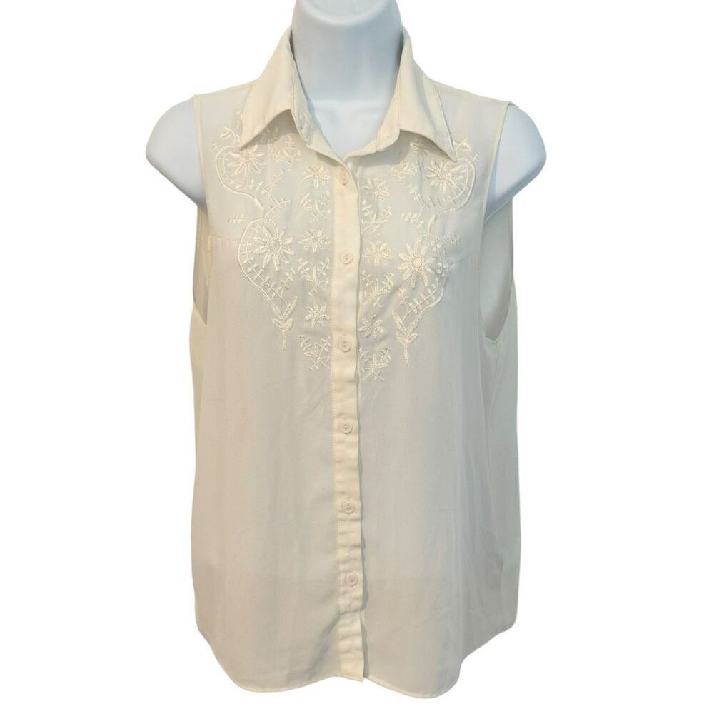 Forever 21 Cream Sleeveless Blouse Women’s Small